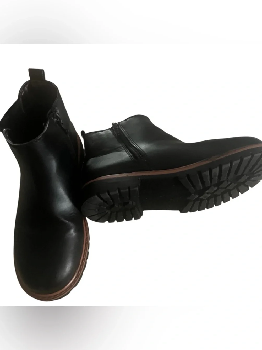 Nordstrom Kids Black Ankle Boots with Brown Sole